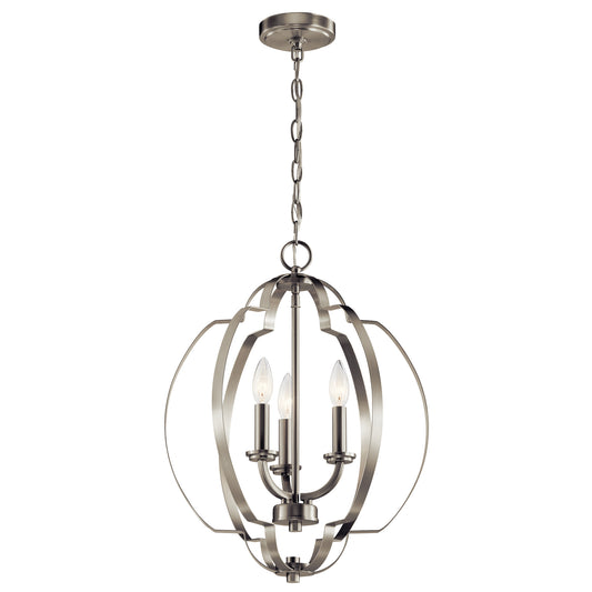 Voleta Three Light Pendant in Brushed Nickel