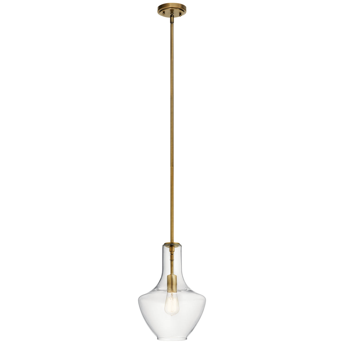 Everly One Light Pendant in Natural Brass
