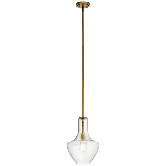 Everly One Light Pendant in Natural Brass