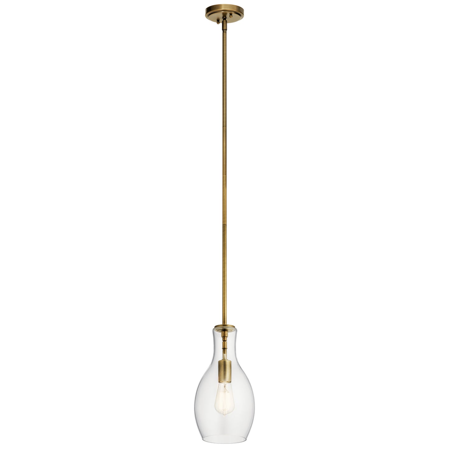 Everly One Light Pendant in Natural Brass