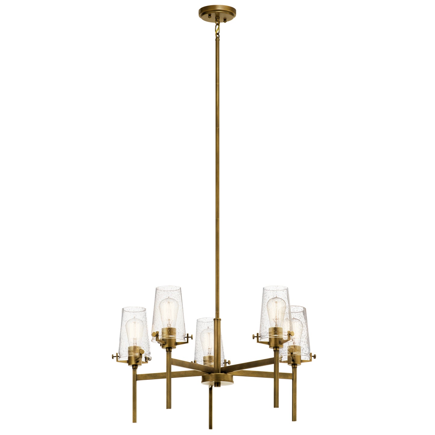 Alton Five Light Chandelier in Natural Brass