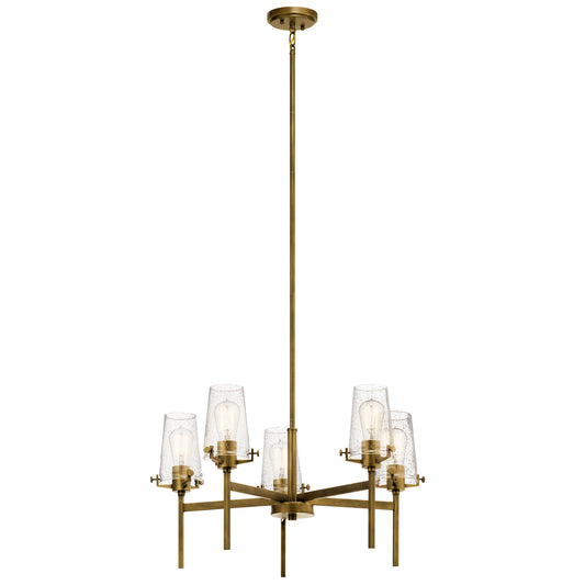 Alton Five Light Chandelier in Natural Brass