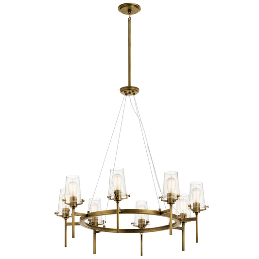 Alton Eight Light Chandelier in Natural Brass