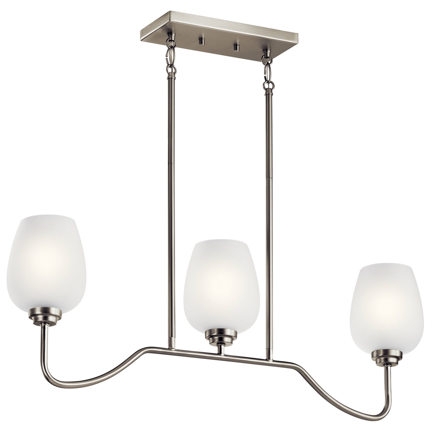 Valserrano Three Light Linear Chandelier in Brushed Nickel
