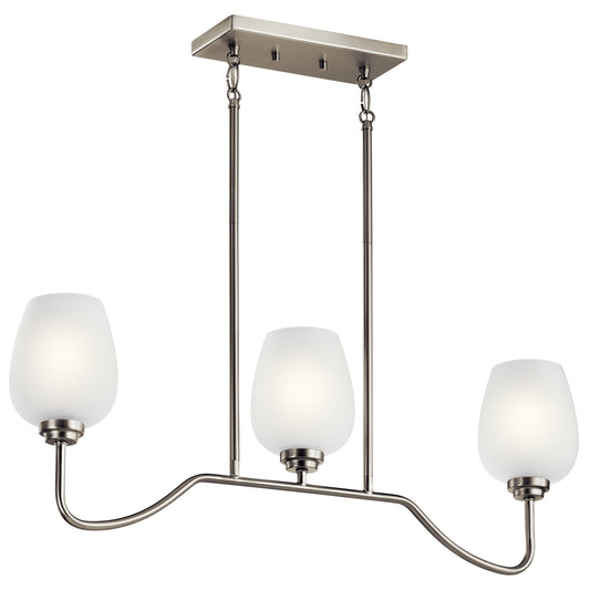 Valserrano Three Light Linear Chandelier in Brushed Nickel