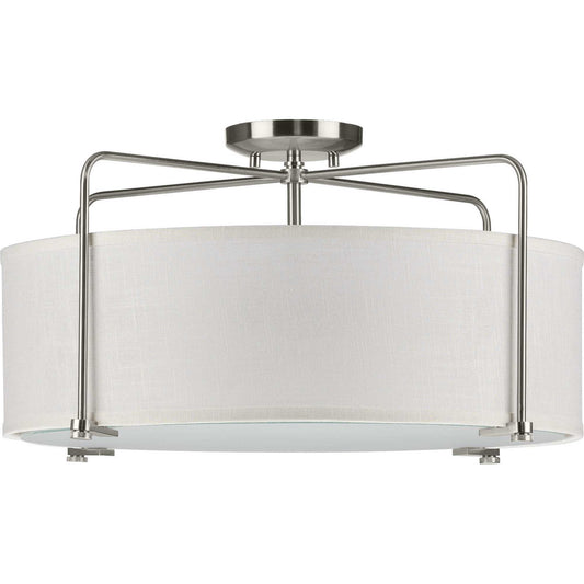 Progress Lighting - P350110-009 - Three Light Semi Flush Convertible - Kempsey - Brushed Nickel