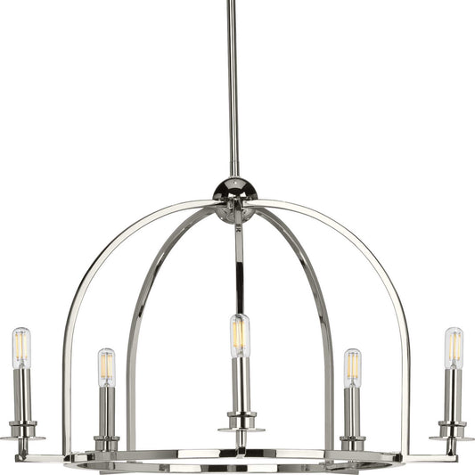 Seneca Five Light Chandelier in Polished Nickel