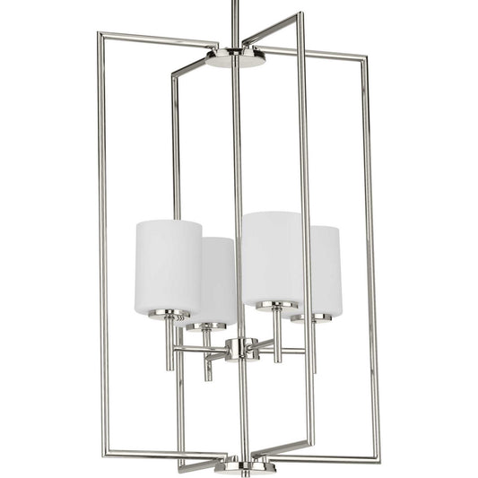 Replay Four Light Foyer Pendant in Polished Nickel