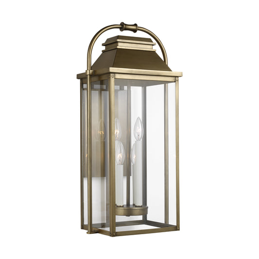 Wellsworth Four Light Lantern in Painted Distressed Brass