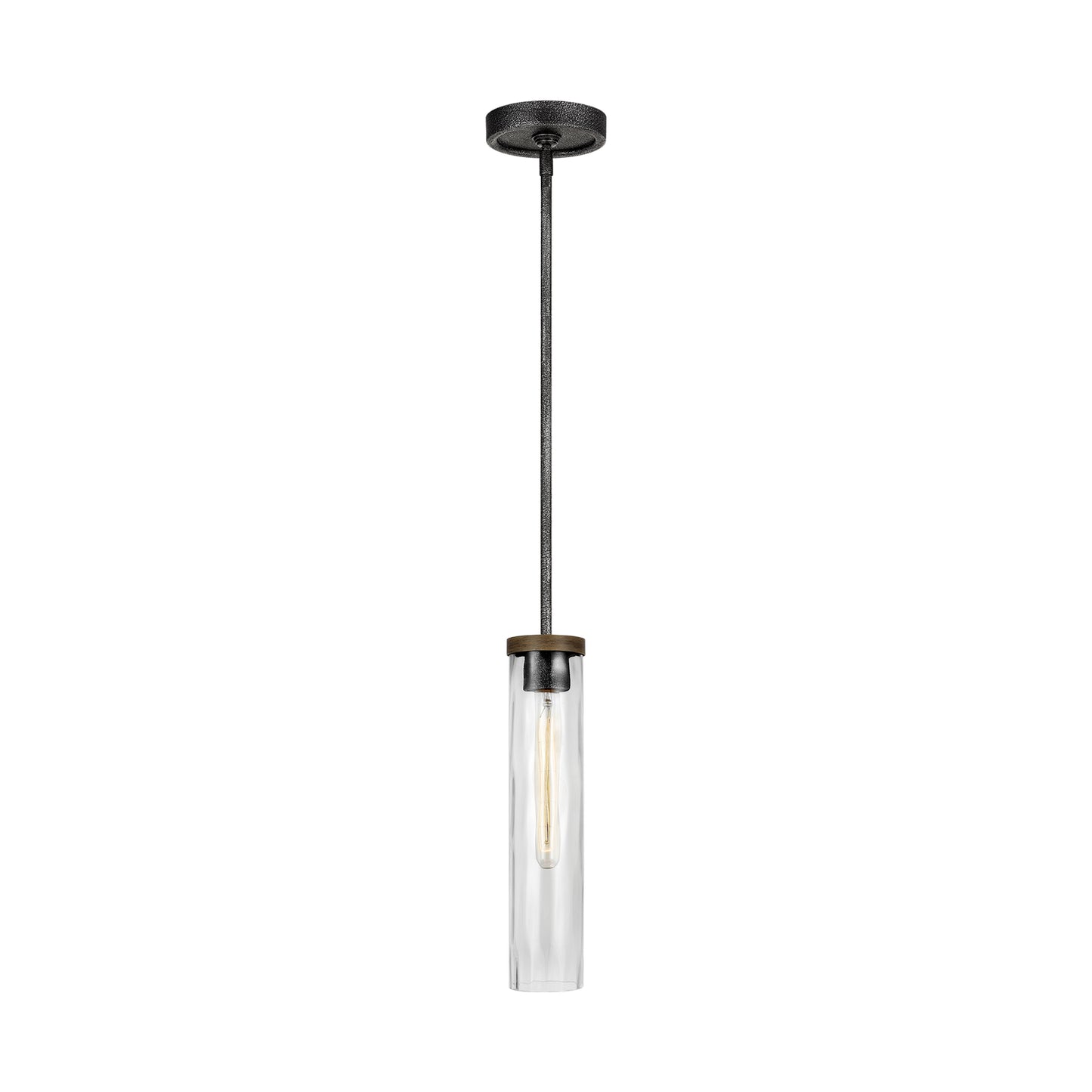 Angelo One Light Pendant in Distressed Weathered Oak / Slate Grey Metal