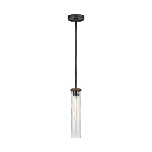 Angelo One Light Pendant in Distressed Weathered Oak / Slate Grey Metal