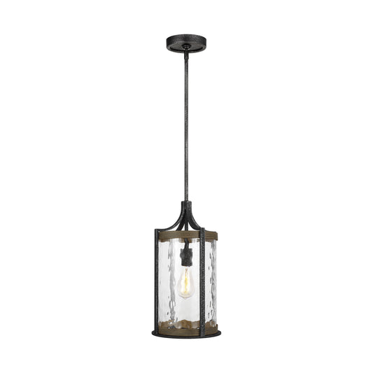 Angelo One Light Pendant in Distressed Weathered Oak / Slate Grey Metal