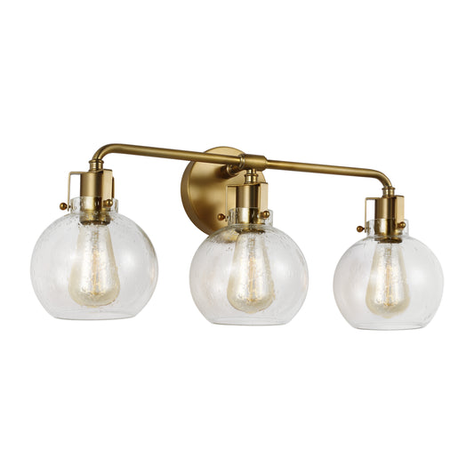 Clara Three Light Vanity in Burnished Brass