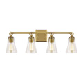 Monterro Four Light Vanity in Burnished Brass