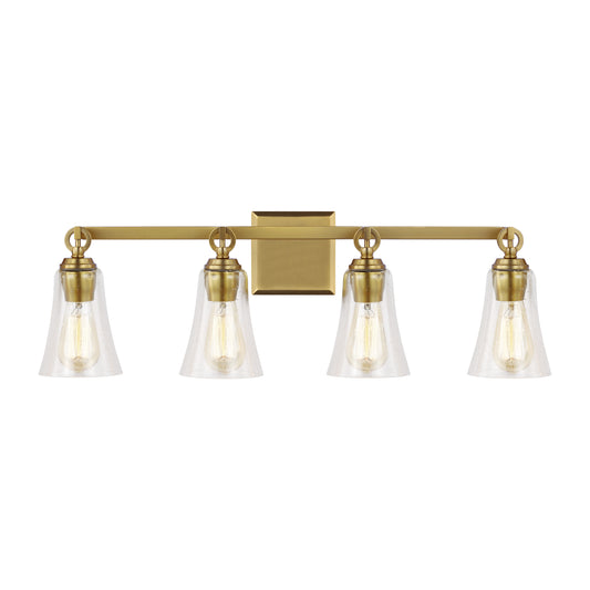 Monterro Four Light Vanity in Burnished Brass