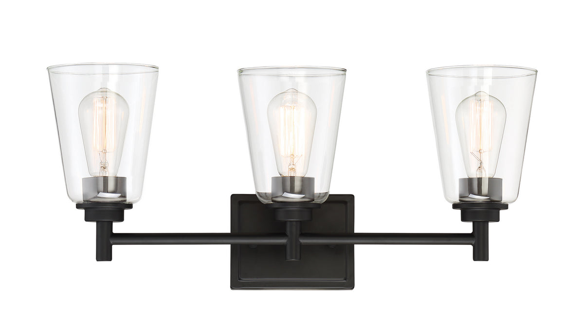 Westin Three Light Bath Bar in Matte Black