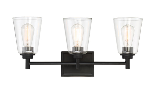 Westin Three Light Bath Bar in Matte Black