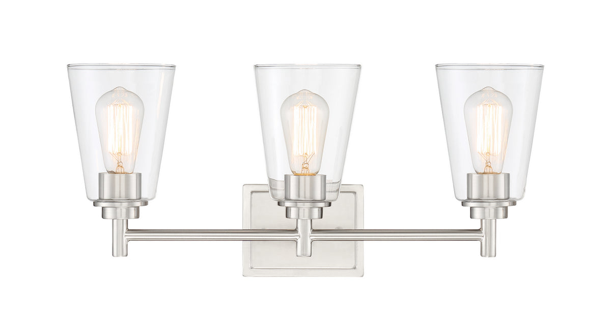 Westin Three Light Bath Bar in Satin Platinum