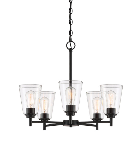 Westin Five Light Chandelier in Matte Black