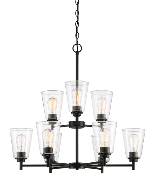 Westin Nine Light Chandelier in Matte Black
