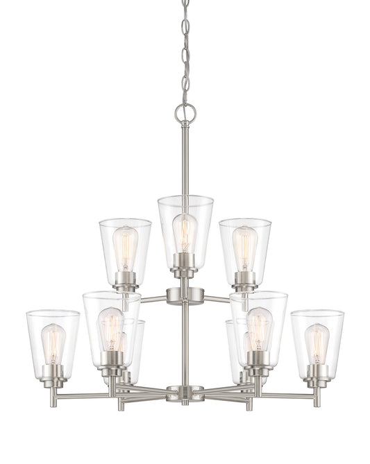 Westin Nine Light Chandelier in Satin Platinum