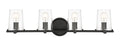Matteson Four Light Bath Bar in Matte Black