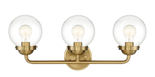 Knoll Three Light Bath Bar in Brushed Gold