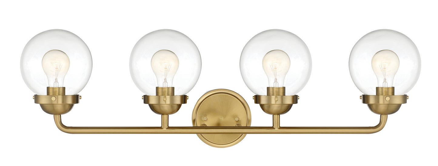 Knoll Four Light Bath Bar in Brushed Gold