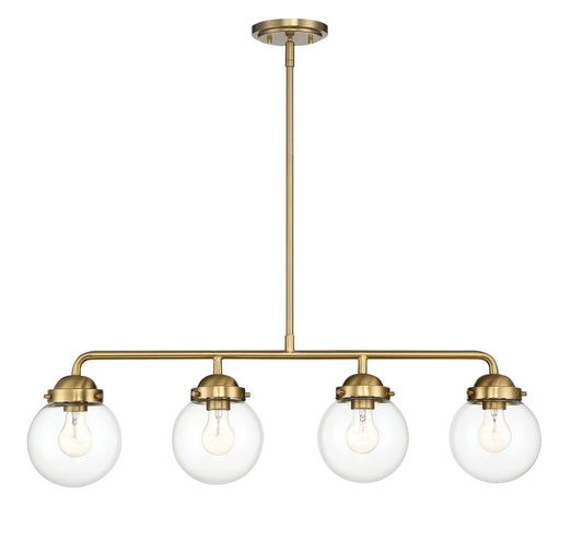 Knoll Four Light Island Pendant in Brushed Gold