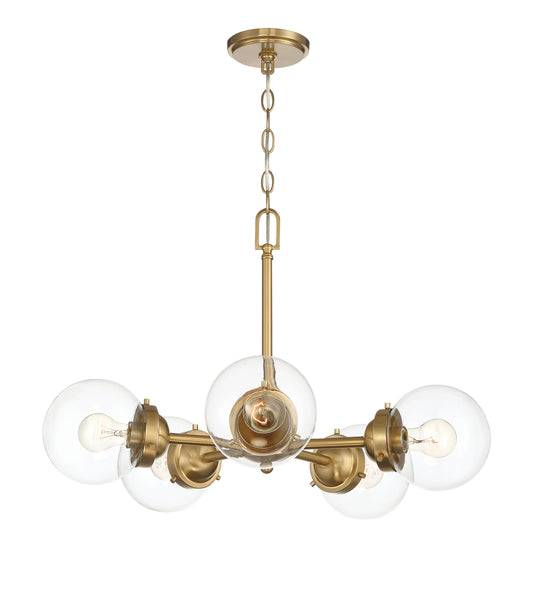 Knoll Five Light Chandelier in Brushed Gold