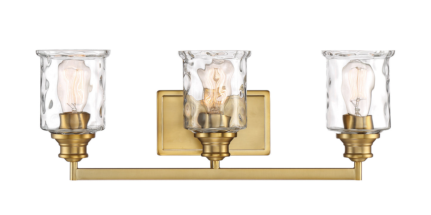 Drake Three Light Bath Bar in Brushed Gold