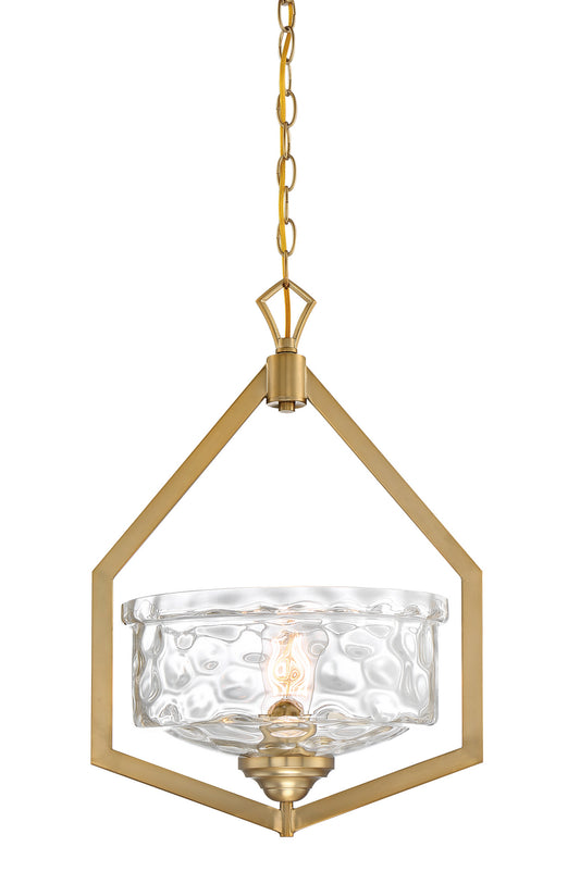 Drake One Light Foyer Pendant in Brushed Gold