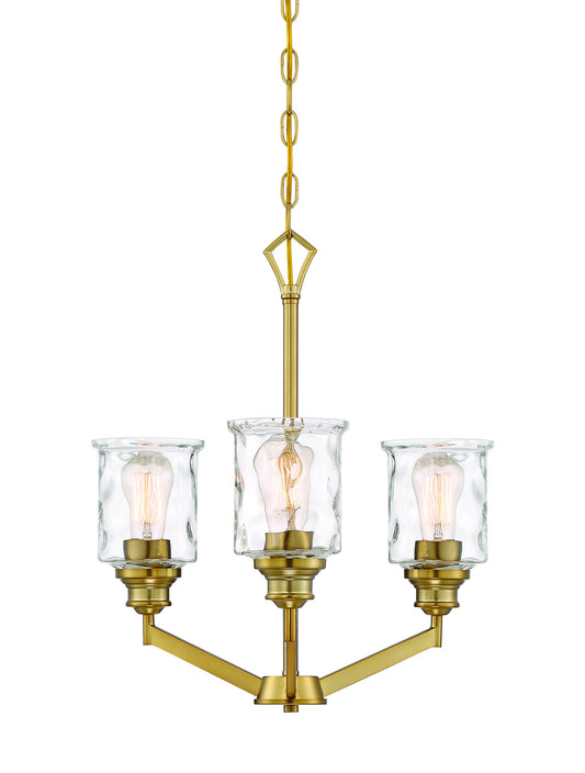 Drake Three Light Chandelier in Brushed Gold