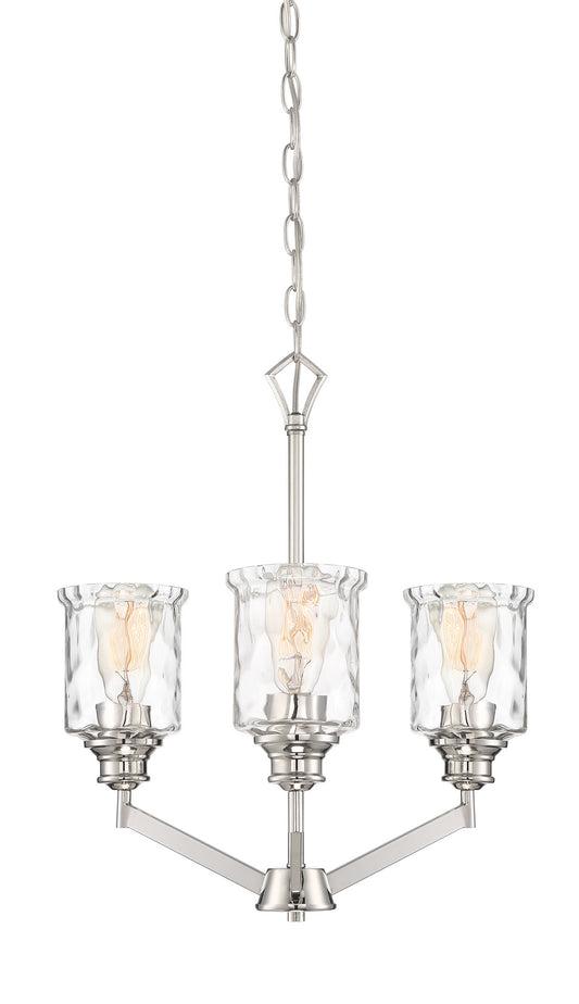 Drake Three Light Chandelier in Polished Nickel