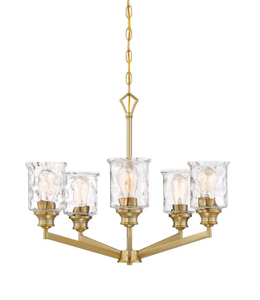 Drake Five Light Chandelier in Brushed Gold