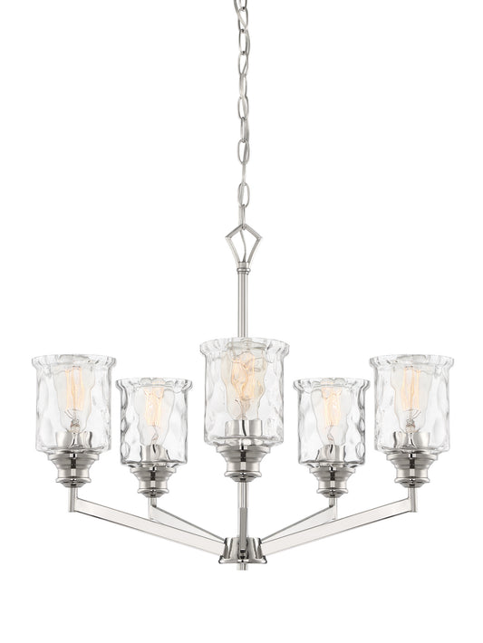 Drake Five Light Chandelier in Polished Nickel