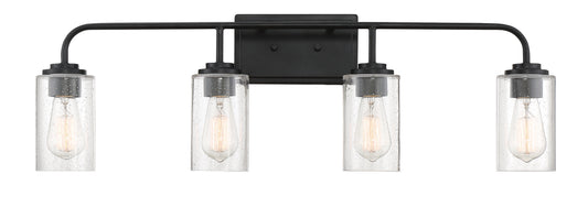 Logan Four Light Bath Bar in Matte Black