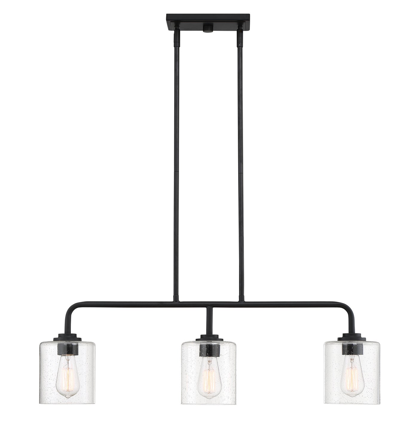 Logan Three Light Island Pendant in Matte Black