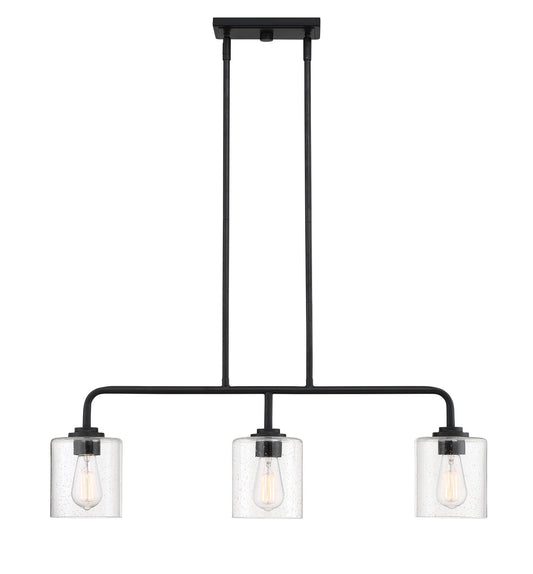 Logan Three Light Island Pendant in Matte Black