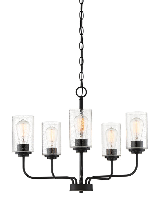 Logan Five Light Chandelier in Matte Black