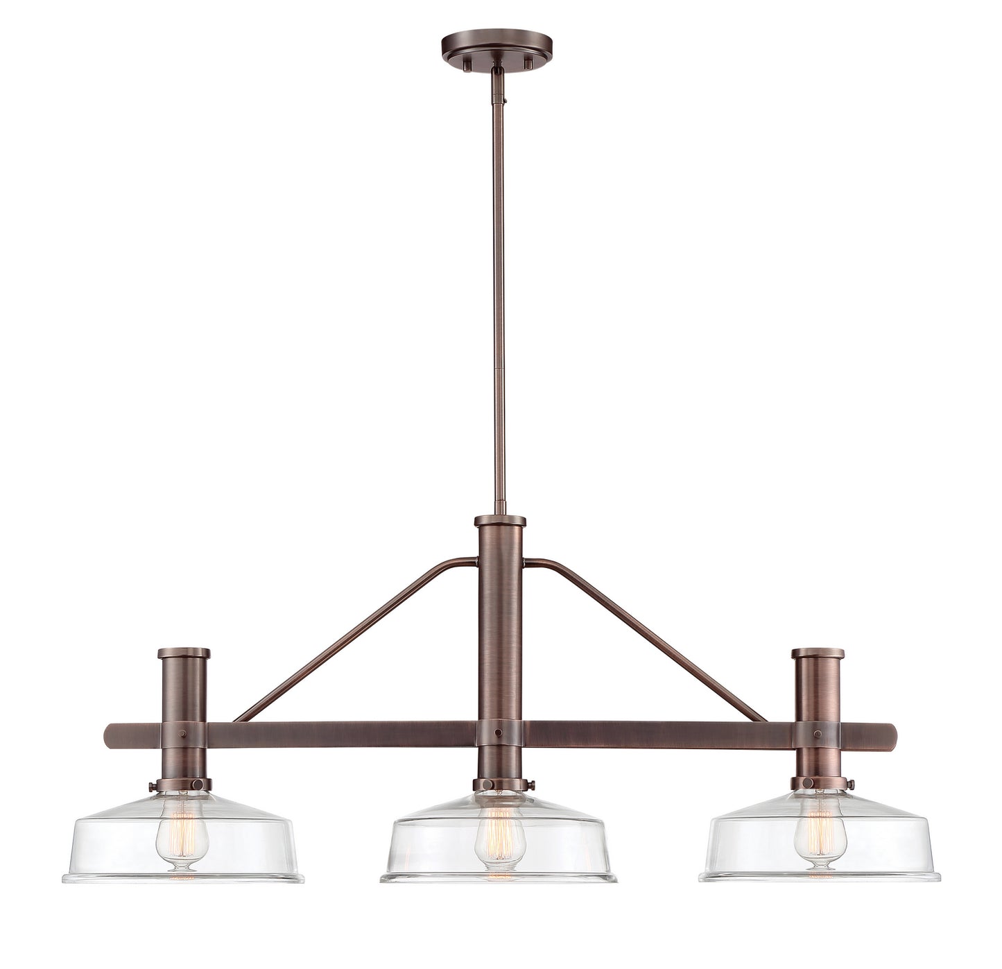 Carson Three Light Island Pendant in Satin Copper Bronze