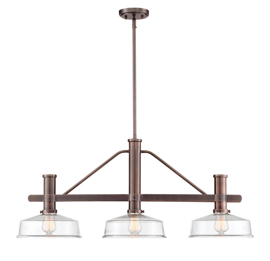 Carson Three Light Island Pendant in Satin Copper Bronze