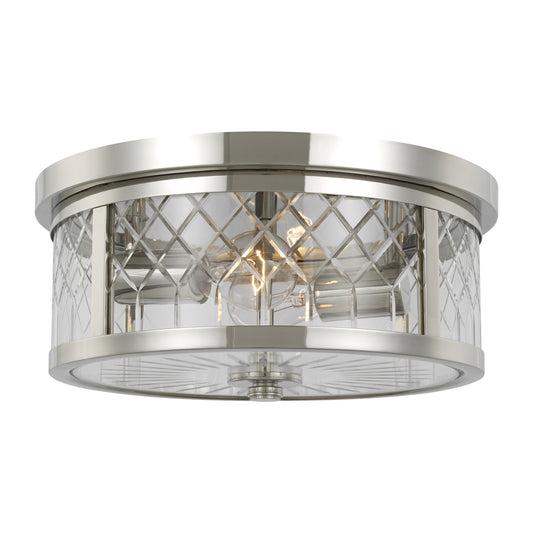 Alec Two Light Flush Mount in Polished Nickel