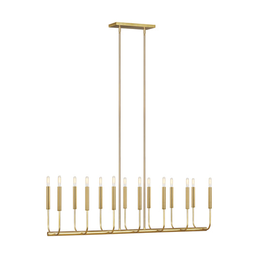 Brianna 14 Light Linear Chandelier in Burnished Brass