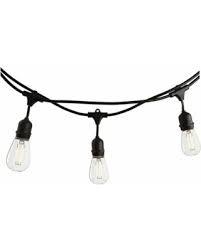 48FT PATIO LIGHT STRINGER BLACK,MEDIUM BASE E26 15 PCS LED S