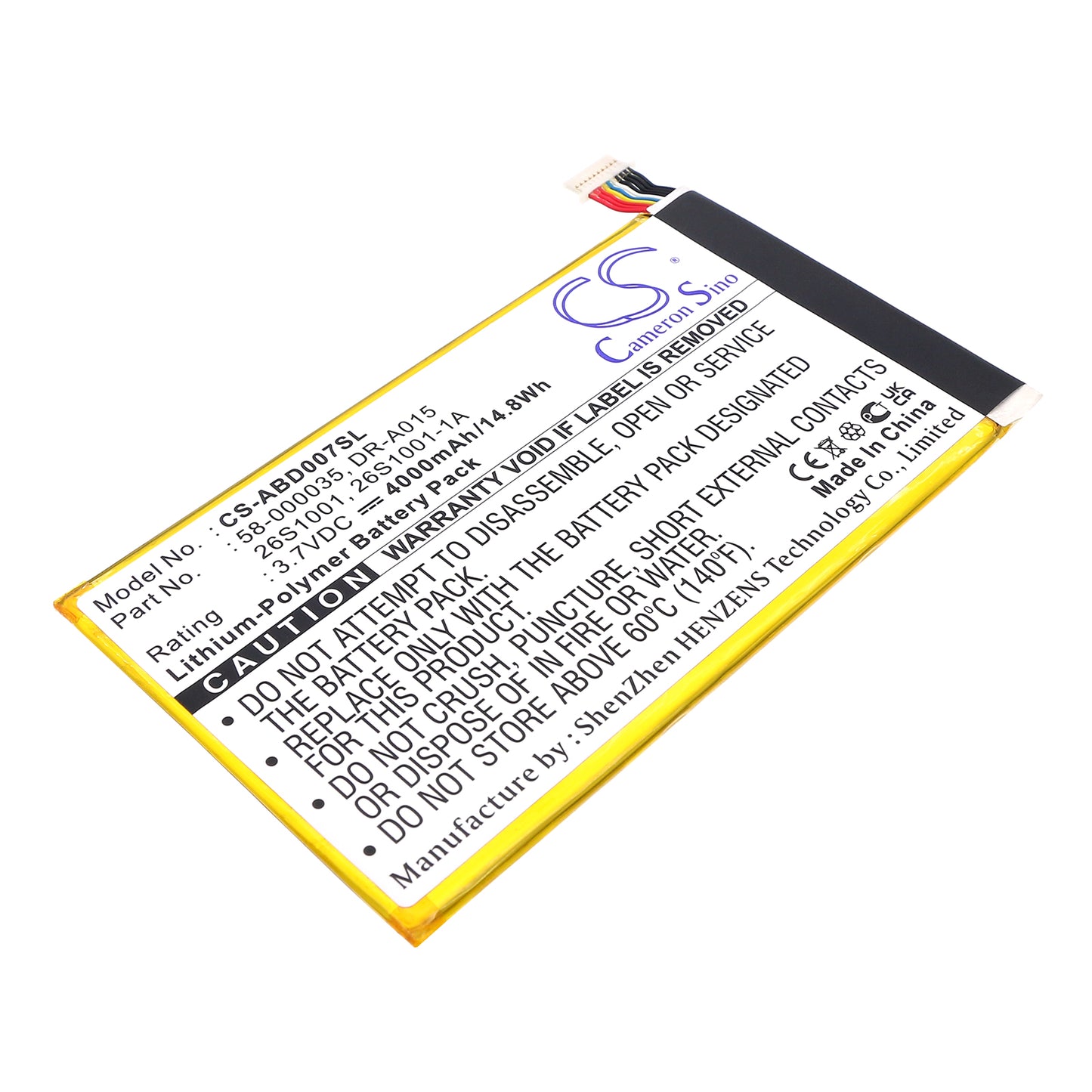 3.7V 4000mAh/14.8Wh Li-Polymer Tablet Battery for Amazon