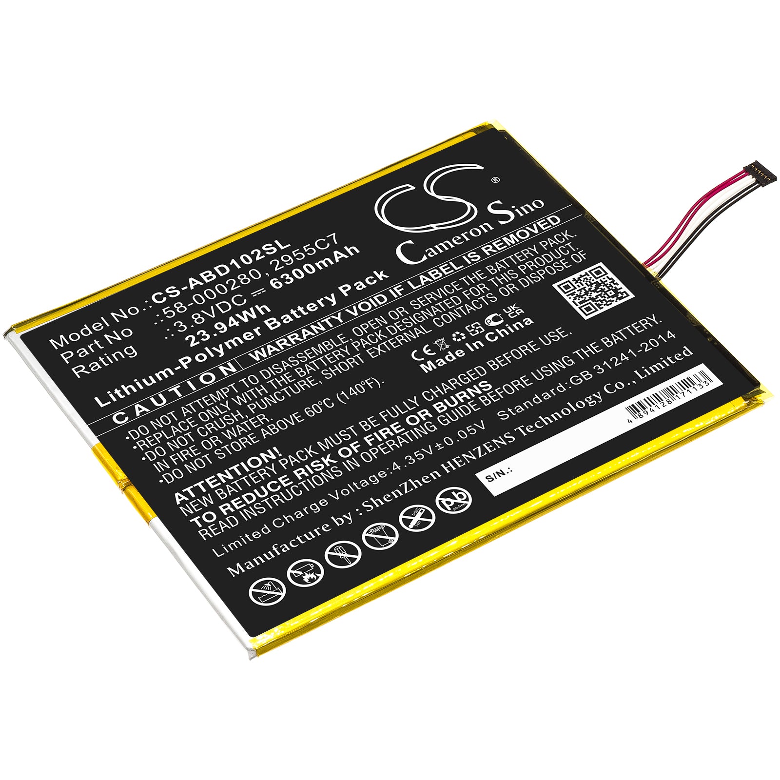 CS-ABD102SL Replacement Battery – Compatible with Kindle Fire HD 10.1 9th, M2V3R5