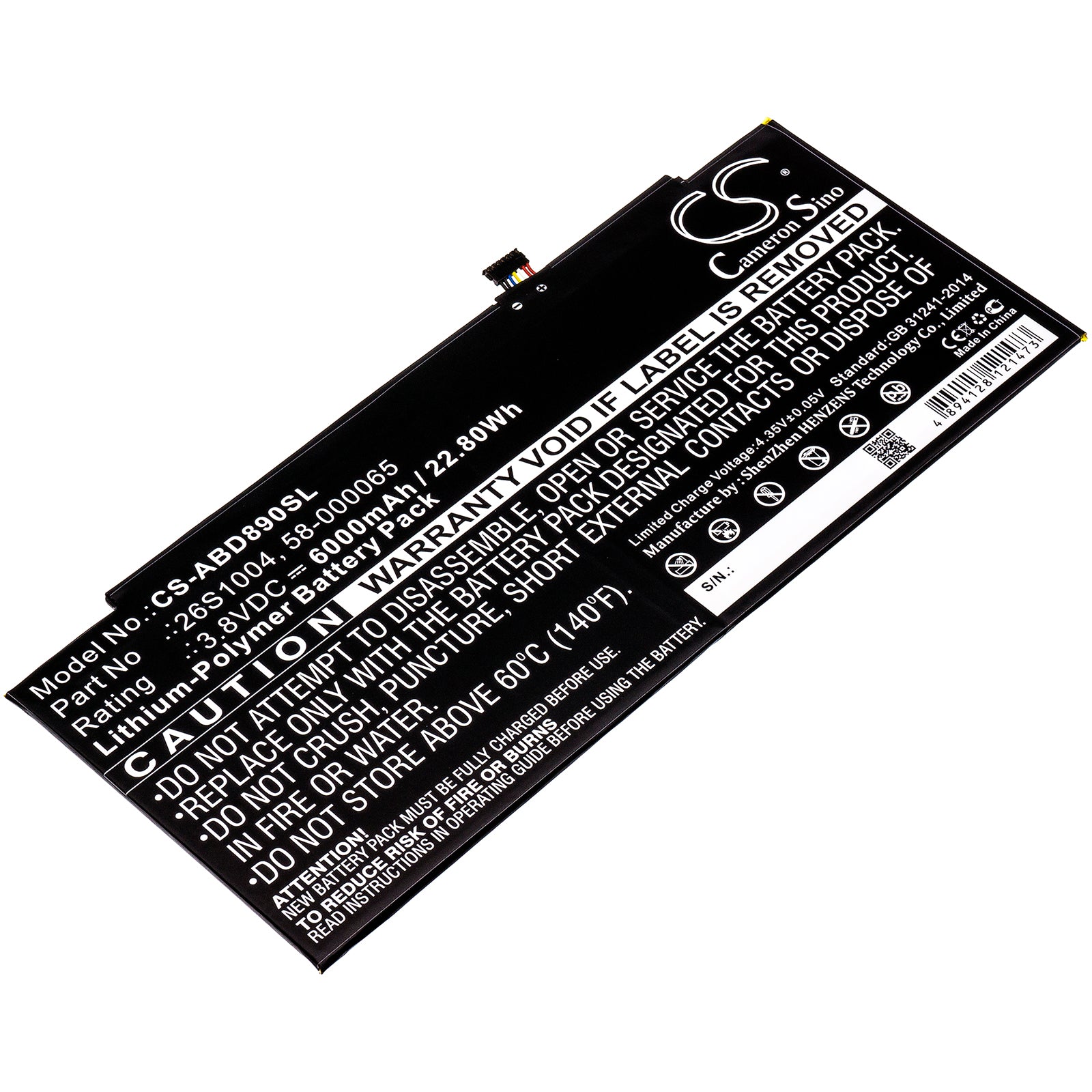 3.8V 6000mAh/22.80Wh Li-Polymer Tablet Battery for Amazon