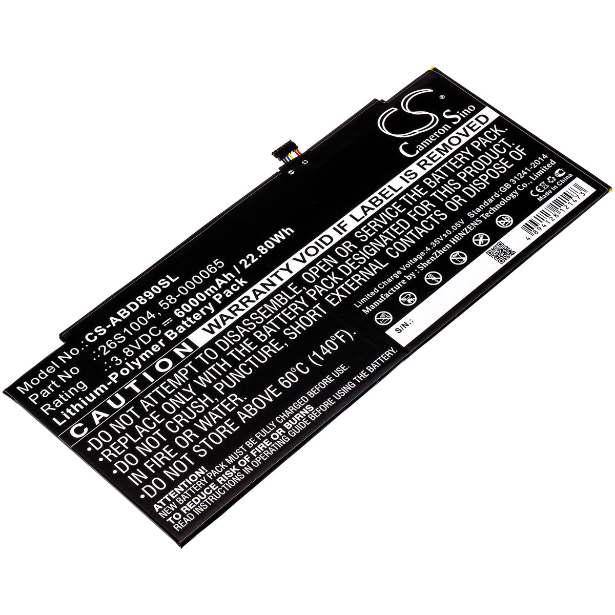 3.8V 6000mAh/22.80Wh Li-Polymer Tablet Battery for Amazon