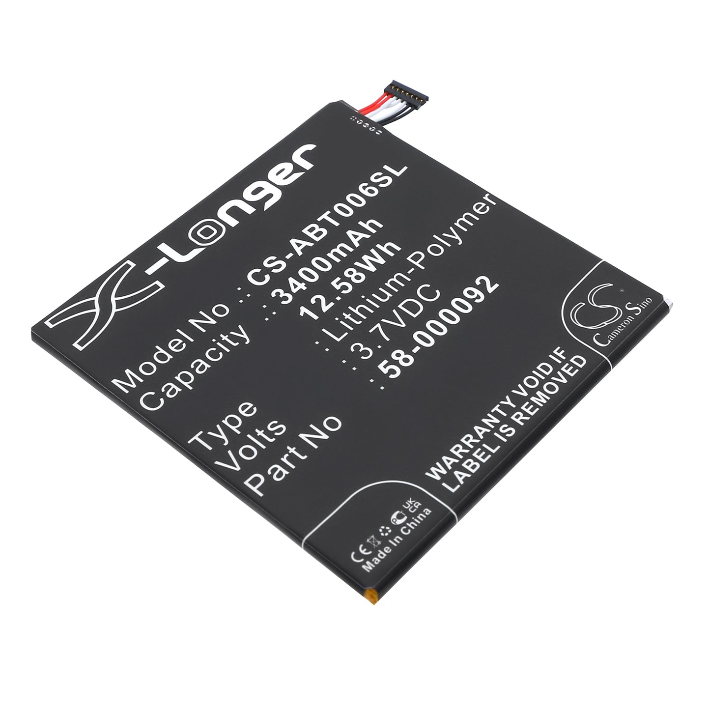 3.7V 3400mAh/12.58Wh Li-Polymer Tablet Battery for Amazon